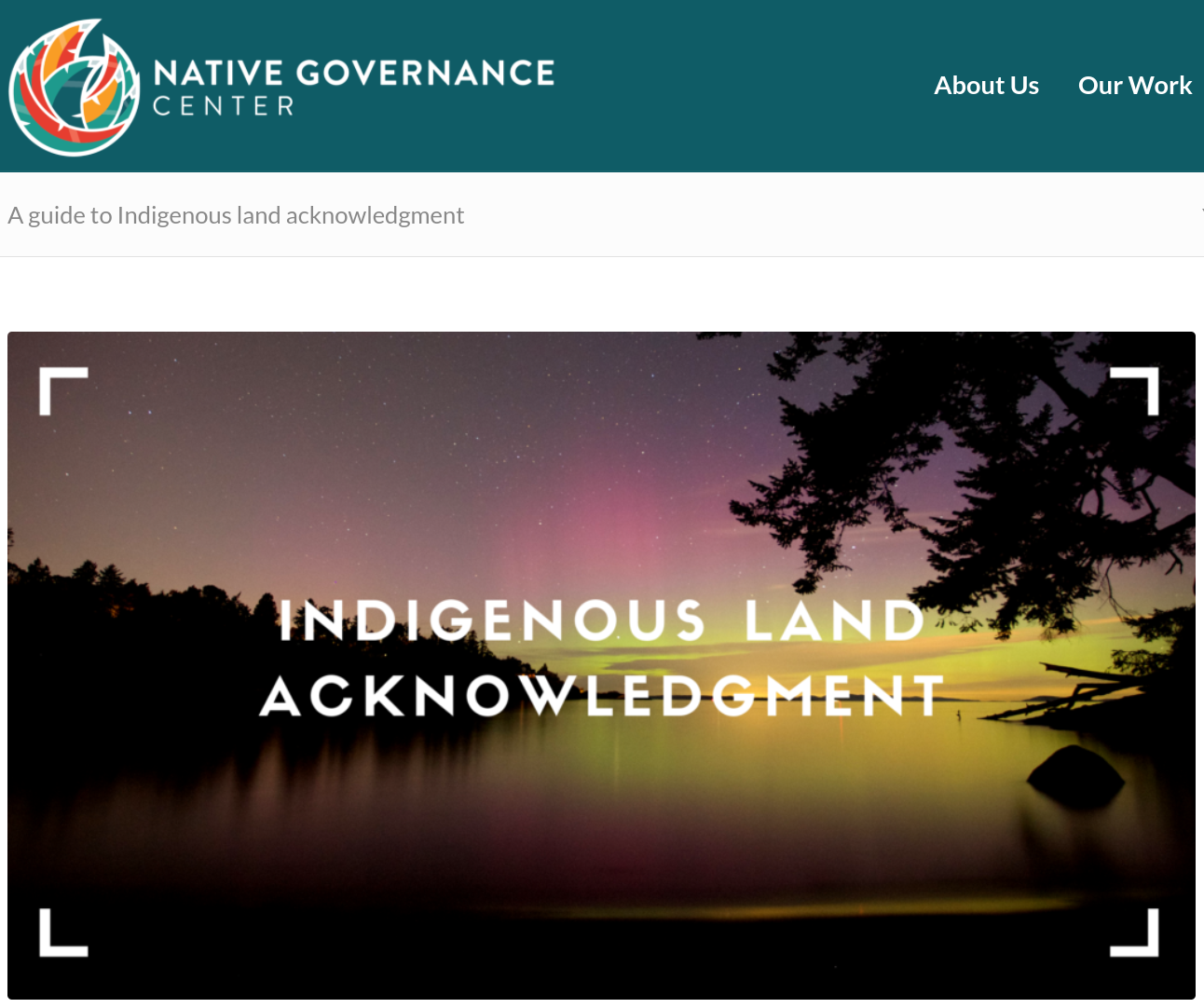 A Land Acknowledgement Process